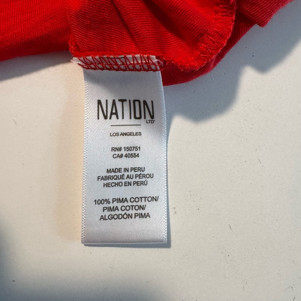 Nation LTD Tank Dress S Red Scoop Neck Sleeveless Midi Hi Low Summer Pima Cotton - Picture 9 of 10